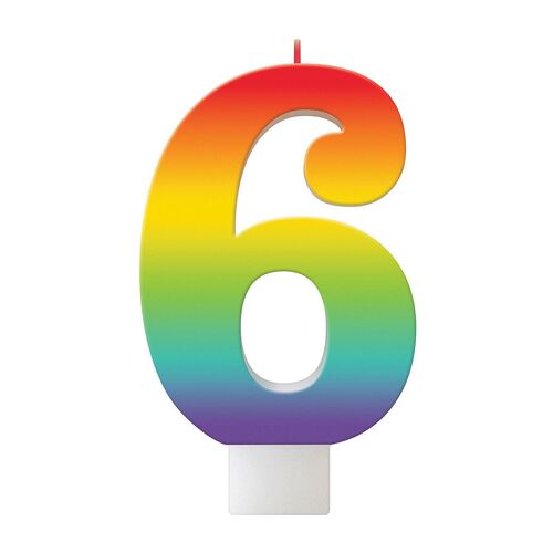 Birthday Celebration Rainbow Candle Number #6