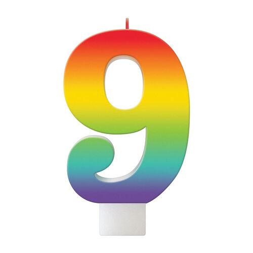 Birthday Celebration Rainbow Candle Number #9