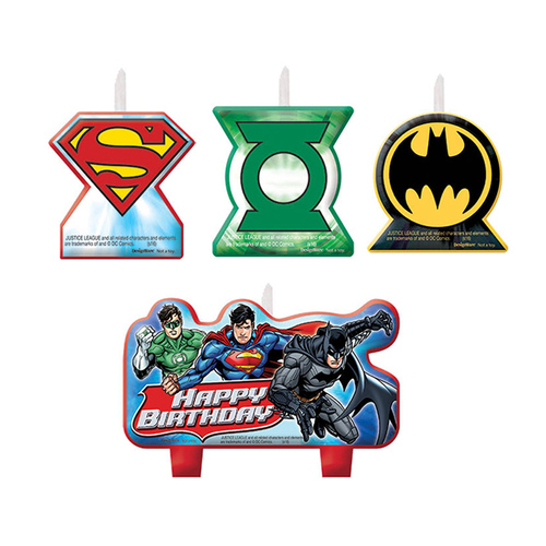 Justice League Happy Birthday  Candle Set 4 Pack