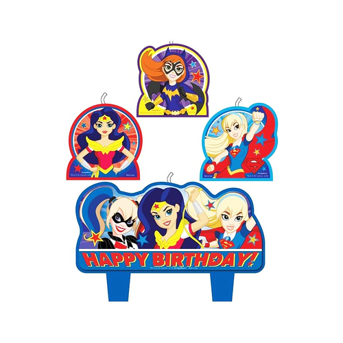 Super Hero Girls Candle Set Happy Birthday Mini Moulded Set Pack Of 4 