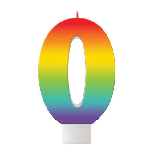 Birthday Celebration Rainbow Candle Number #0
