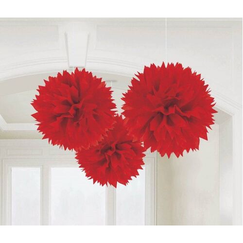 Fluffy Tissue Decorations - Apple Red 3 Pack