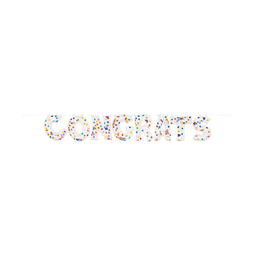  "Congrats" Clear Confetti Filled Letter Balloon Banner Kit 35.5cm