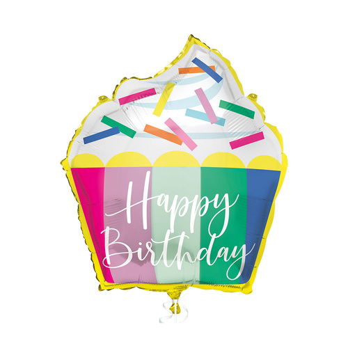 Sprinkles "Happy Birthday" Cupcake Customisable Foil Balloon 63.5cm