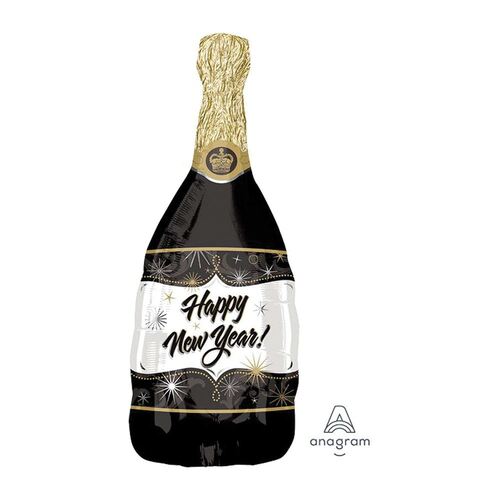 SuperShape Champagne Bottle Happy New Year Foil Balloon