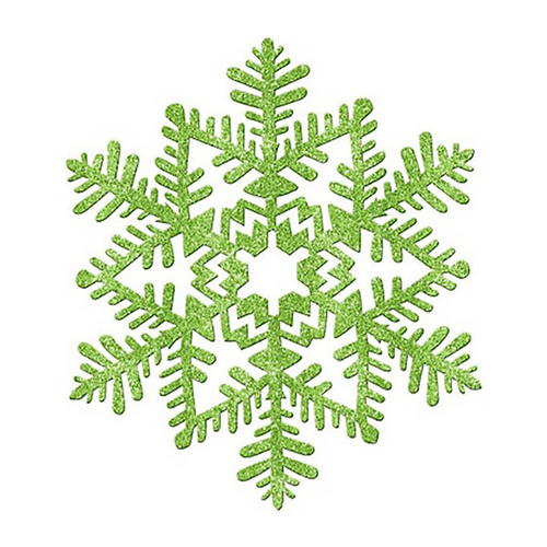 Decoration 16cm Snowflake Green Glitter