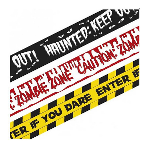 Halloween Fright Tape Banners Plastic 3 Pack