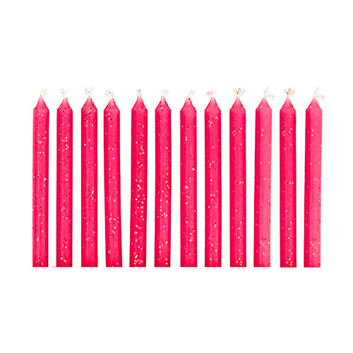 12 Glitter Candles Pink