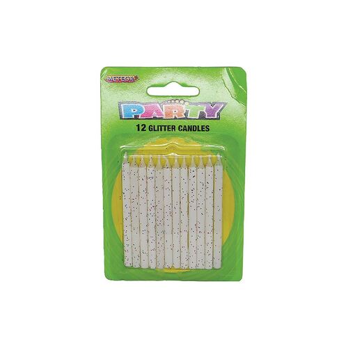 Glitter Candles White 12 Pack