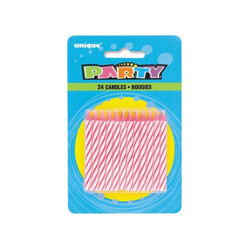 Pink Spiral Candles 24 Pack