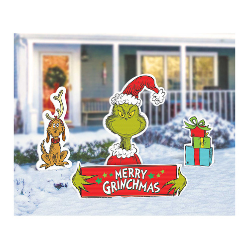 Dr. Seuss The Grinch Merry Christmas Yard Signs 4 Pack