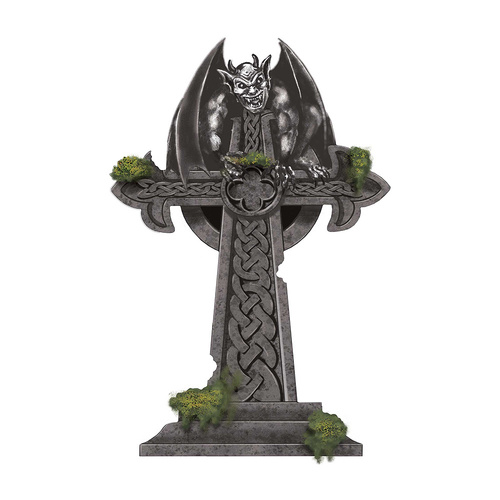 Mossy Cross Tombstone Styrofoam Decoration
