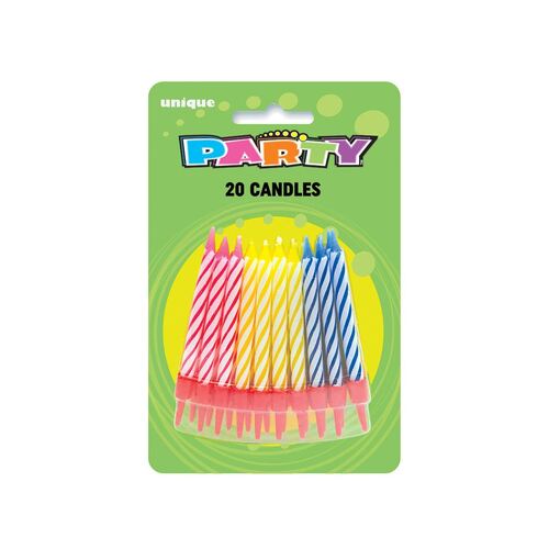 20 Spiral Candles In Holders