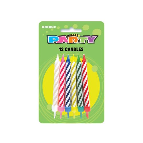 Spiral Candles In Holders 12 Pack