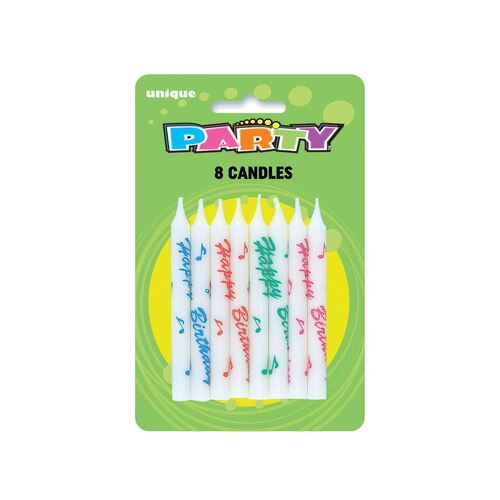 Multicolour  Happy Birthday'Day Print Candles 8 Pack