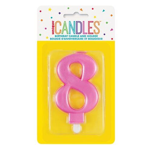 Metallic Pink Candle - Number 8