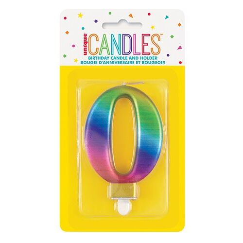 Metallic Rainbow Candle - Number 0