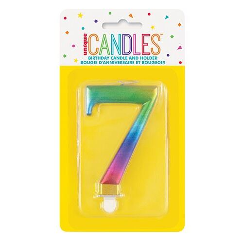 Metallic Rainbow Candle - Number 7