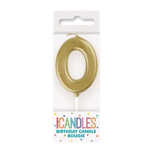 Mini Gold Number Candle - 0
