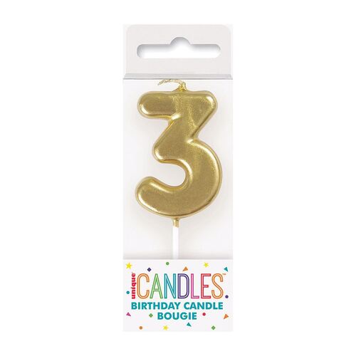 Mini Gold Number Candle - 3