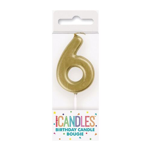Mini Gold Number Candle - 6