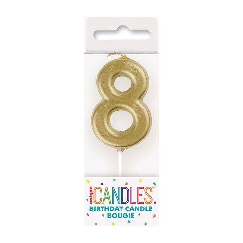 Mini Gold Number Candle - 8