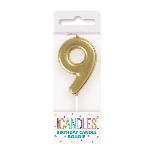Mini Gold Number Candle - 9