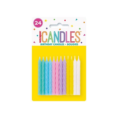 24 Spiral Candles Assorted