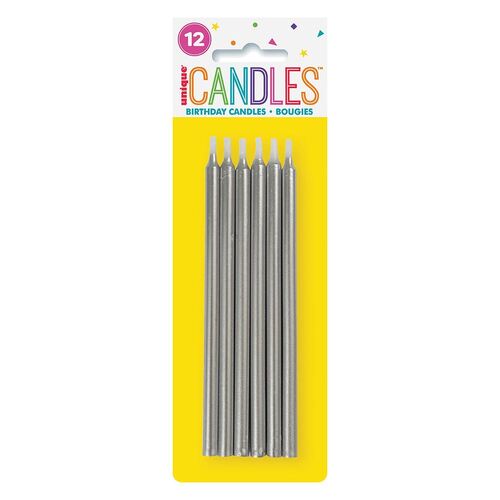 Silver Candles 12 Pack