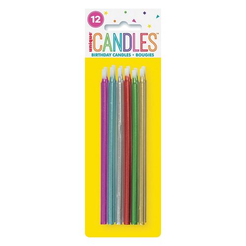 Metallic Assorted Candles 12 Pack