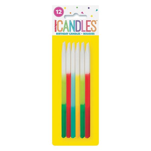 Bright Dipped Candles 12 Pack