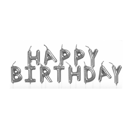 Silver "Happy Birthday" Pick Candles  13 Pack