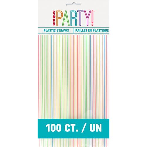 100 Striped Plastic Straws