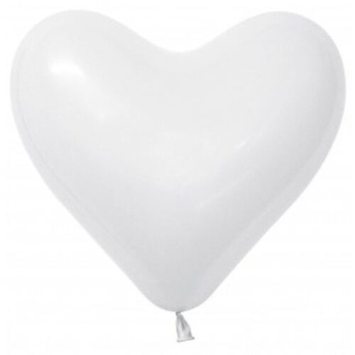 28cm Hearts Fashion White Latex Balloons 12 Pack
