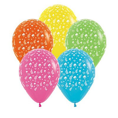 Hawaiian Tropical Fashion Assorted  30cm 12 Pack Balloons