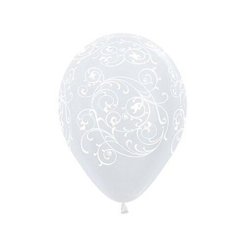 Filigree Pearl White  30cm 12 Pack Balloons