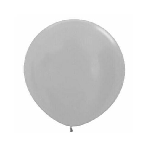 90cm Metallic Pearl Silver Latex Balloons 2 Pack