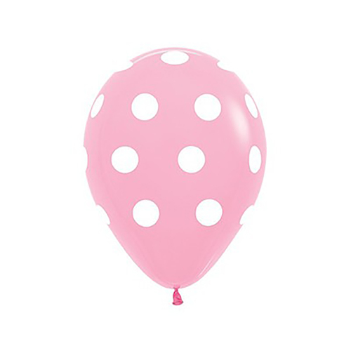 30cm Sempertex Polka Dots on Fashion Pink Latex Balloons 12 Pack