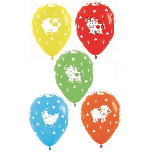 Farm Animals Fashion Assorted  30cm 12 Pack Balloons