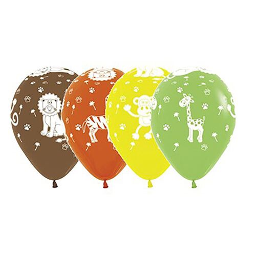 Jungle Animals Fashion Assorted  30cm 12 Pack Balloons