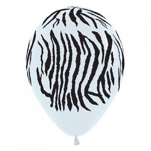 Zebra Animal Print Black & White  30cm 12 Pack Balloons