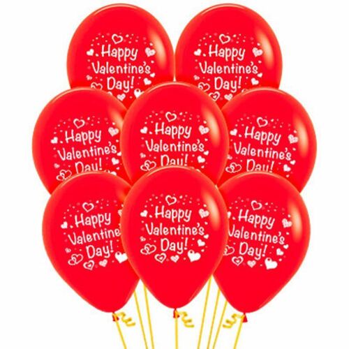 Happy Valentine'S Day & Hearts  30cm 12 Pack Balloons
