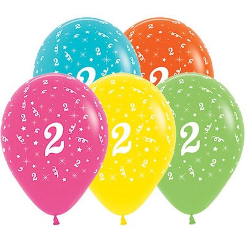  30cm Age 2 Tropical Assorted Latex Balloons 25 Pack