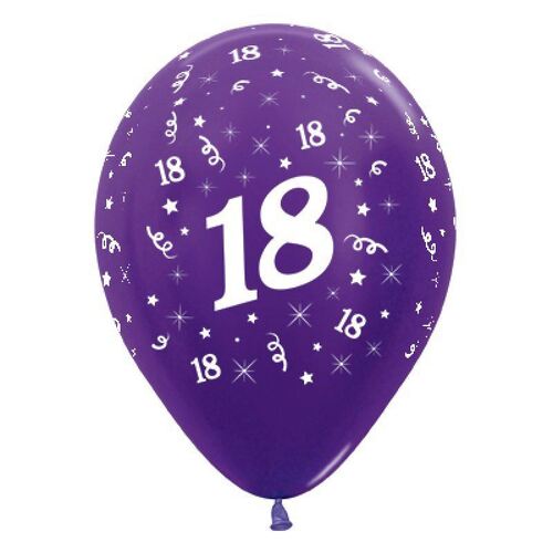  30cm Age 18 Metallic Purple Violet Latex Balloons 25 Pack