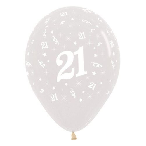  30cm Age 21 Crystal Clear Latex Balloons 25 Pack