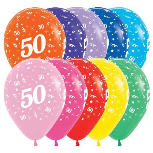  30cm Age 50 Fashion Assorted Latex Balloons 25 Pack