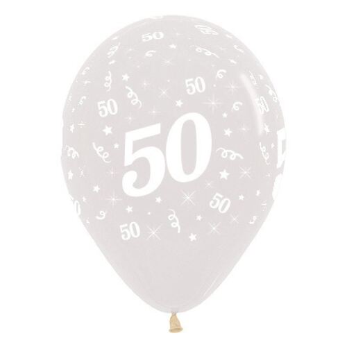  30cm Age 50 Crystal Clear Latex Balloons 25 Pack