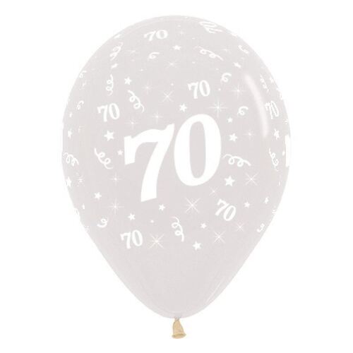 30cm Age 70 Crystal Clear Latex Balloons 25 Pack