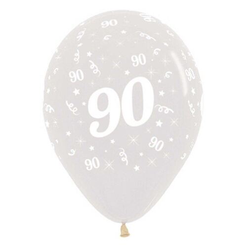  30cm Age 90 Crystal Clear Latex Balloons 25 Pack