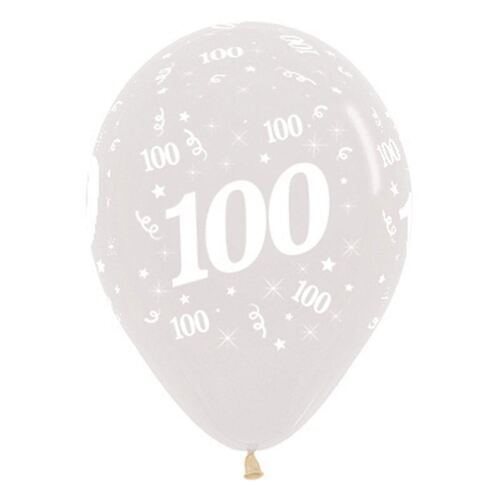  30cm Age 100 Crystal Clear Latex Balloons 25 Pack